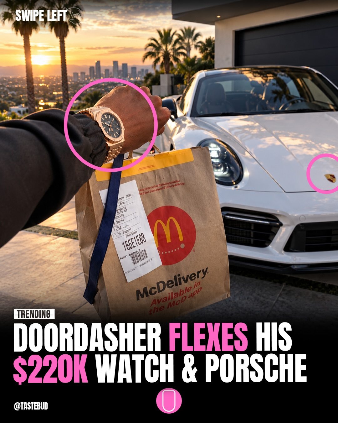 DoorDash Driver Flaunts Luxury Watch and Porsche