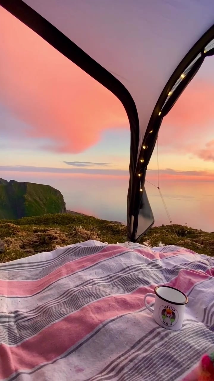 Camping Sunset View in Lofoten, Norway