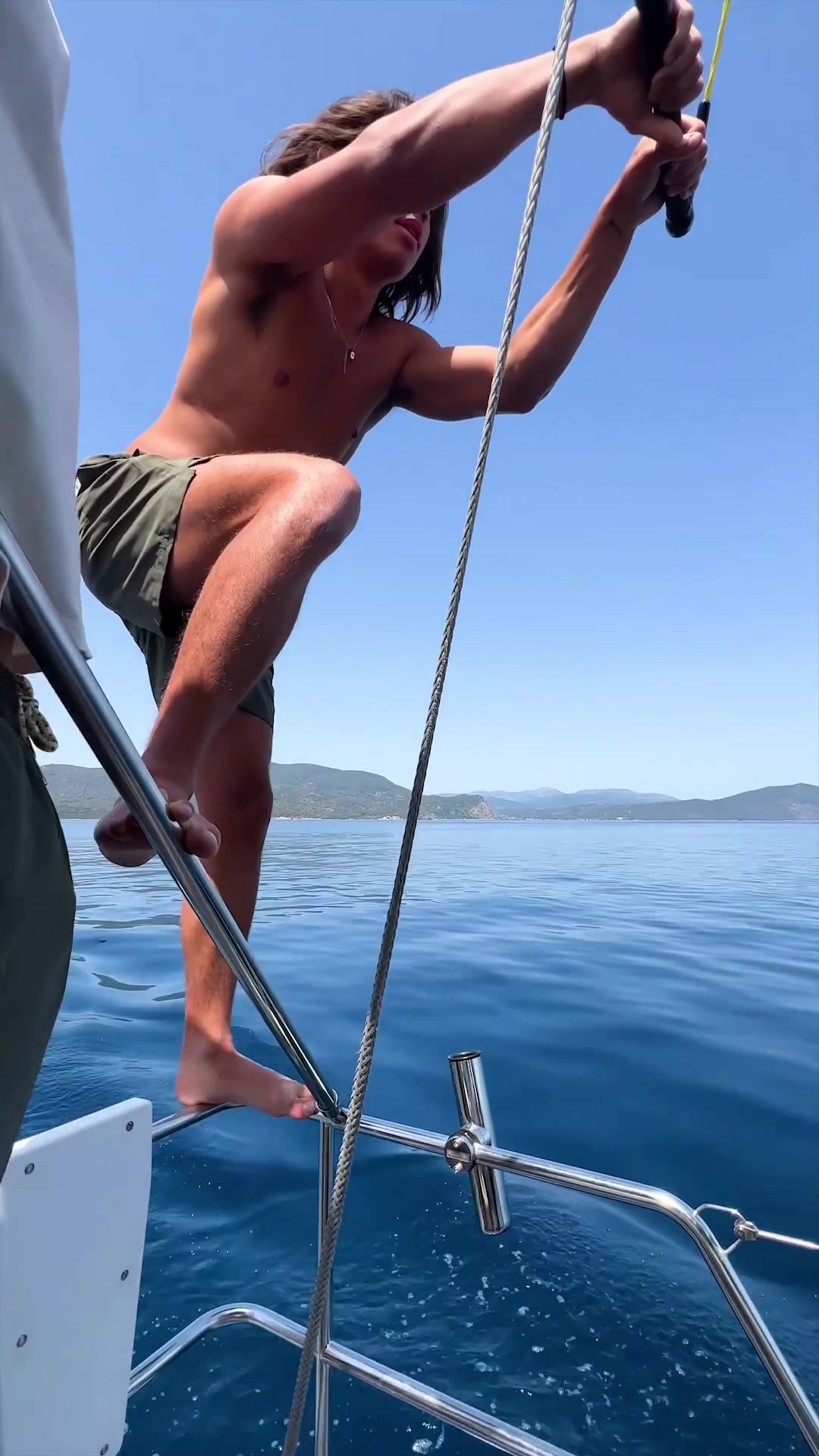 Rope Swinging Adventure On A Boat