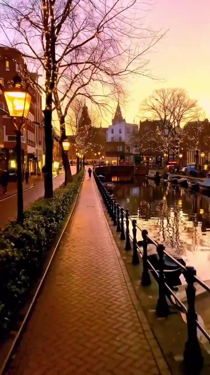 Amsterdam Canal View: European Charm at Night
