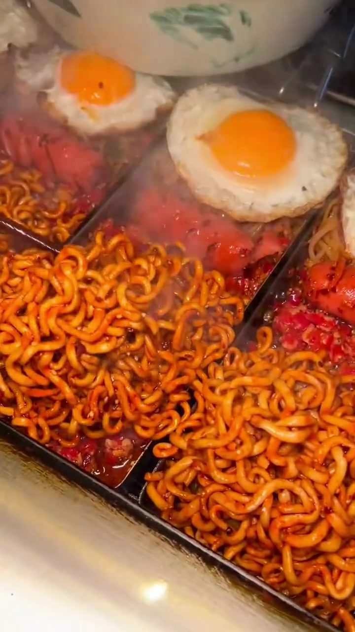 Spicy Korean Noodles Recipe With Fried Eggs