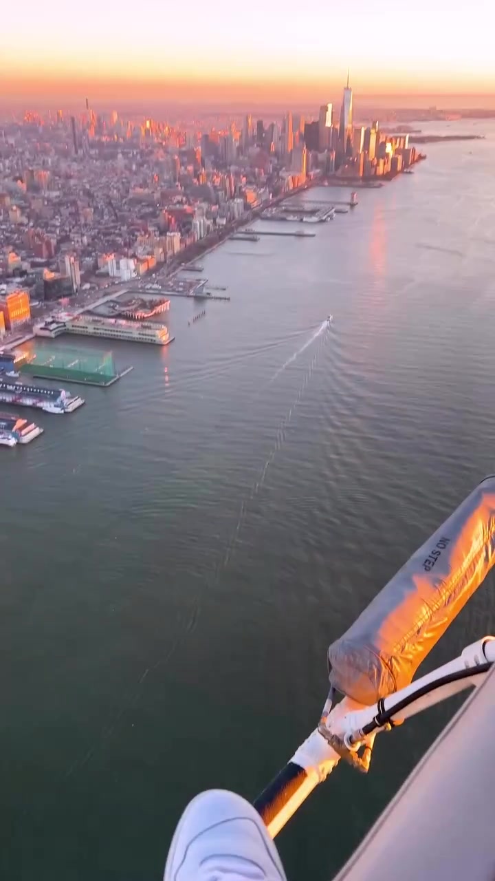 New York City Sunset Aerial View from Helicopter