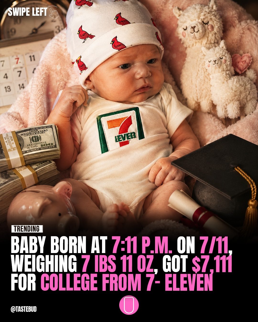 7-Eleven Baby Born at 7:11 PM on 7/11 Weighing 7 lbs 11 oz