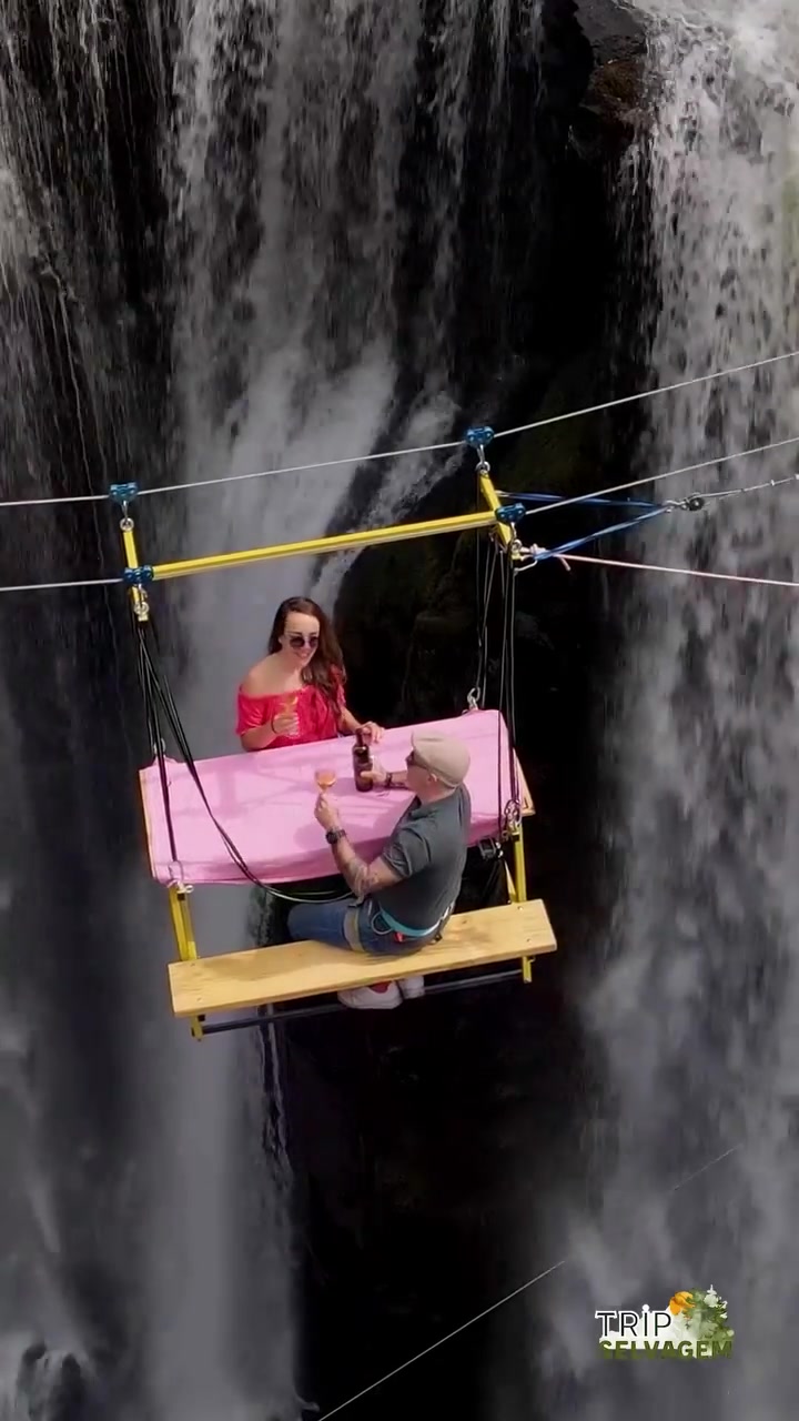 Dining Over Waterfall: Romantic Adventure in Brazil