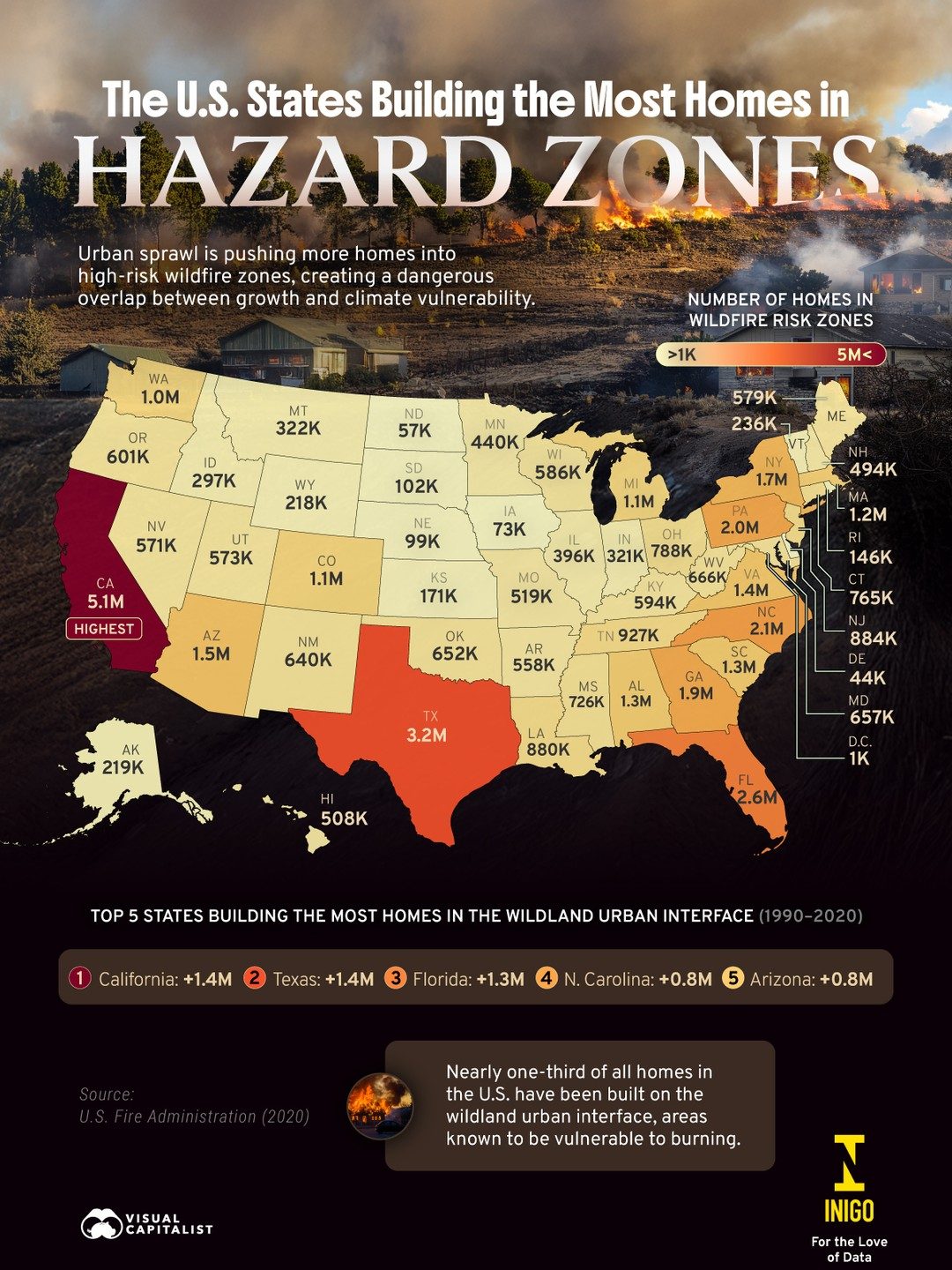 Top States Building Homes in Wildfire Hazard Zones