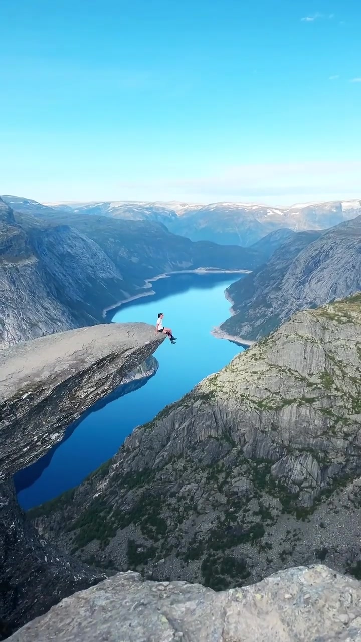 Mountain View: Aerial Perspective of Lake and Cliff