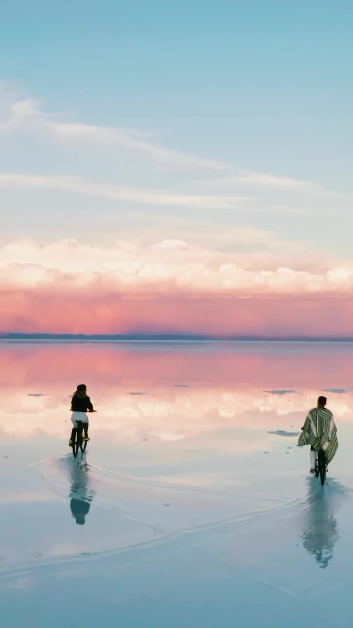 Bike Ride at Uyuni Salt Flat Sunset