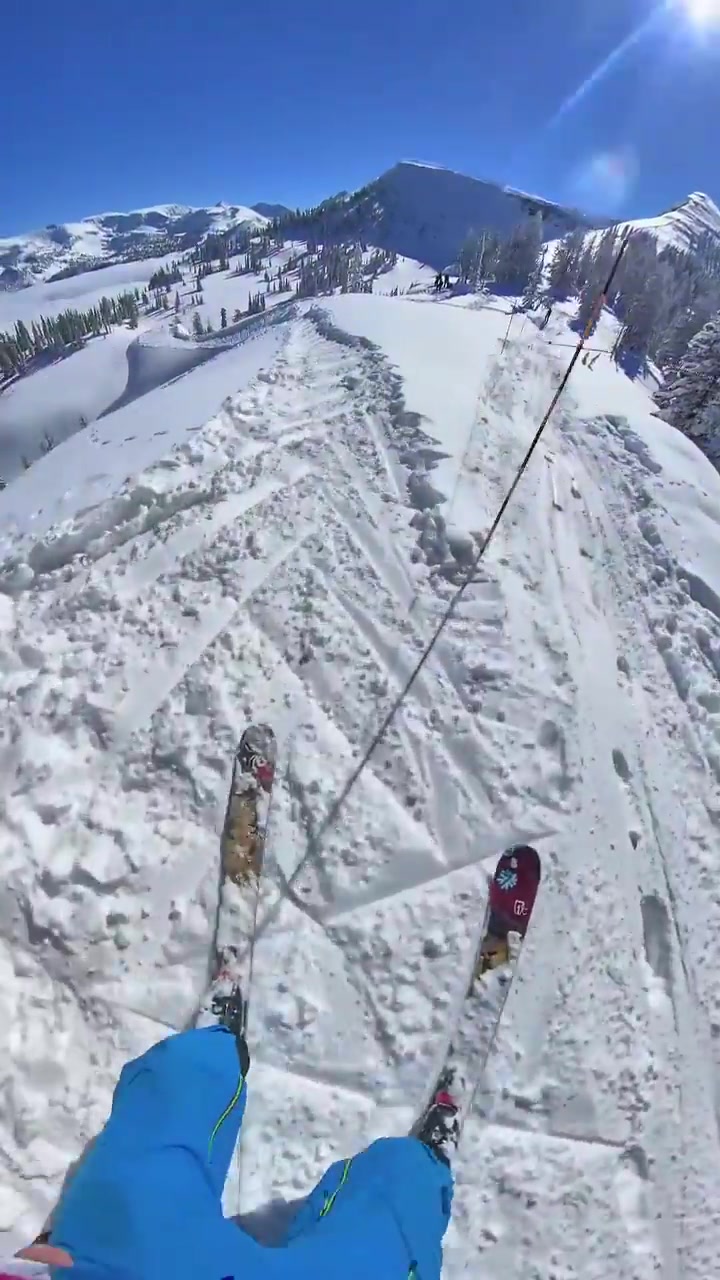 First-Person Skiing Down a Steep Mountain