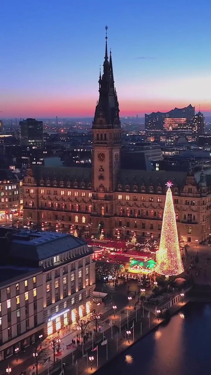 Hamburg Christmas Market Aerial View