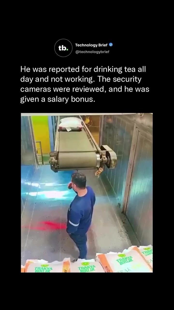 **Worker's Tea Break Gets Unconventional in Warehouse**