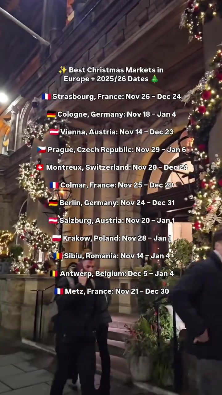 2025 Christmas Markets in Europe: Dates and Destinations