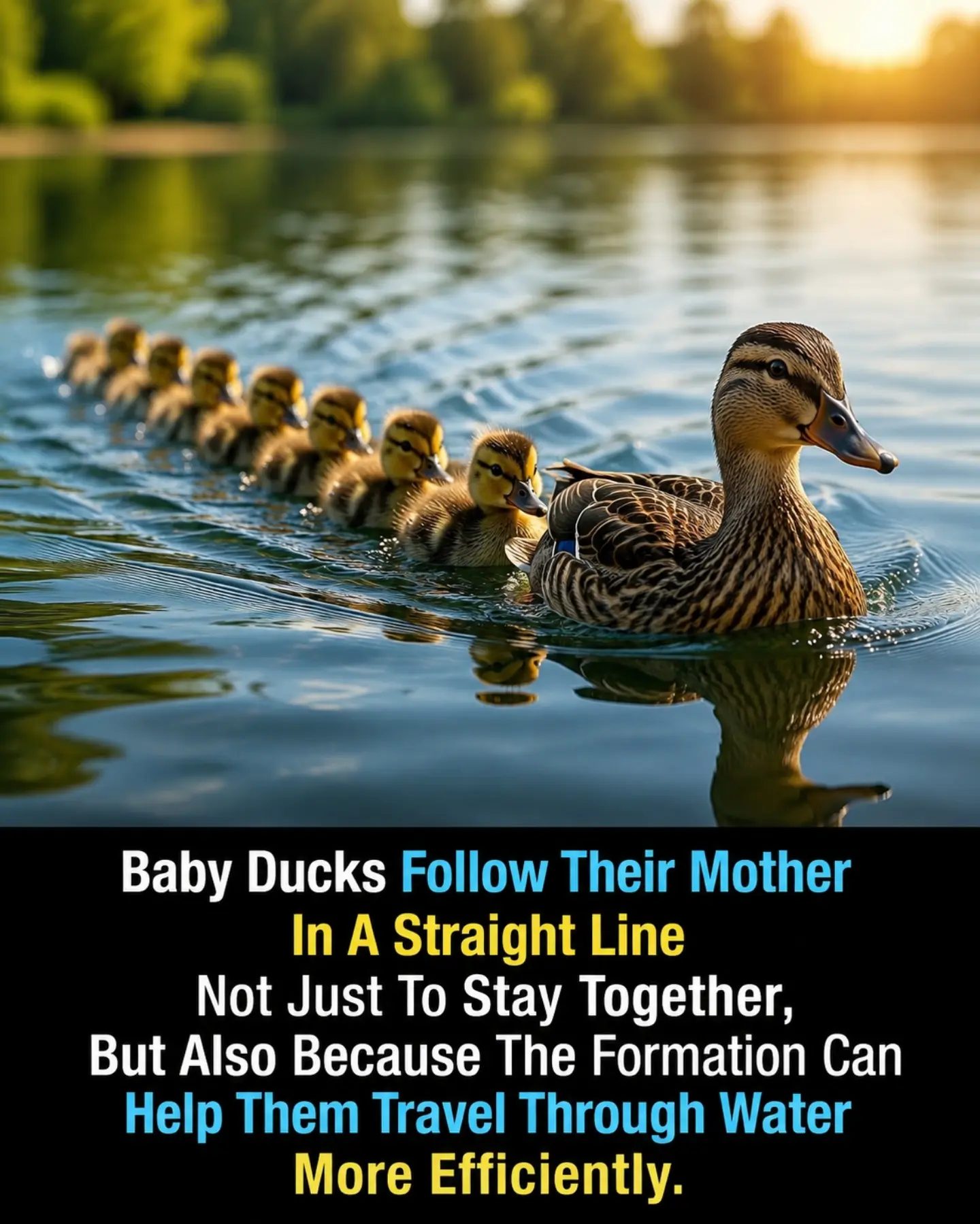Ducklings' Efficient Swimming: Why They Follow Mom in Line