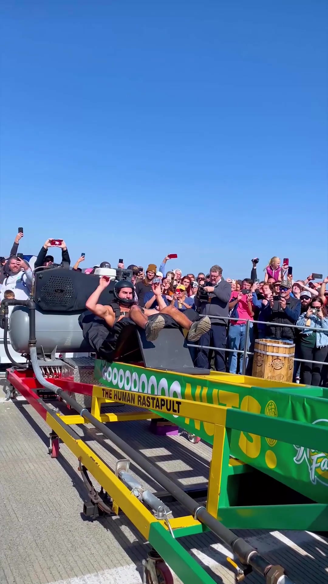 Human Catapult Launch Over River Gorge