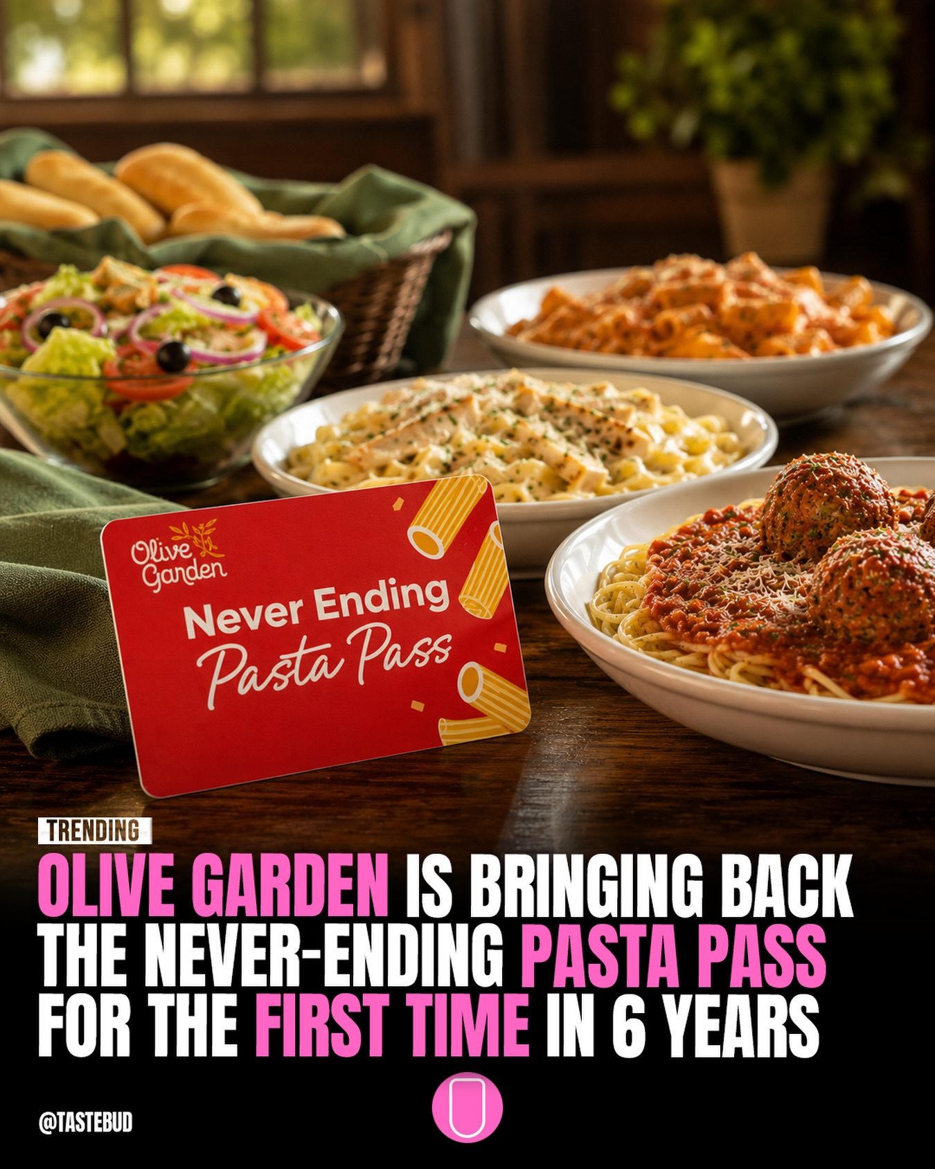 Olive Garden Brings Back the Never Ending Pasta Pass