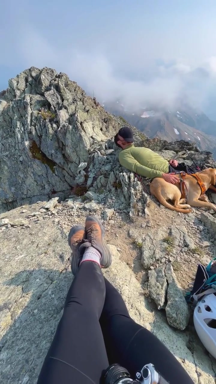 Mountain Top Hiking with Dog: Relaxation