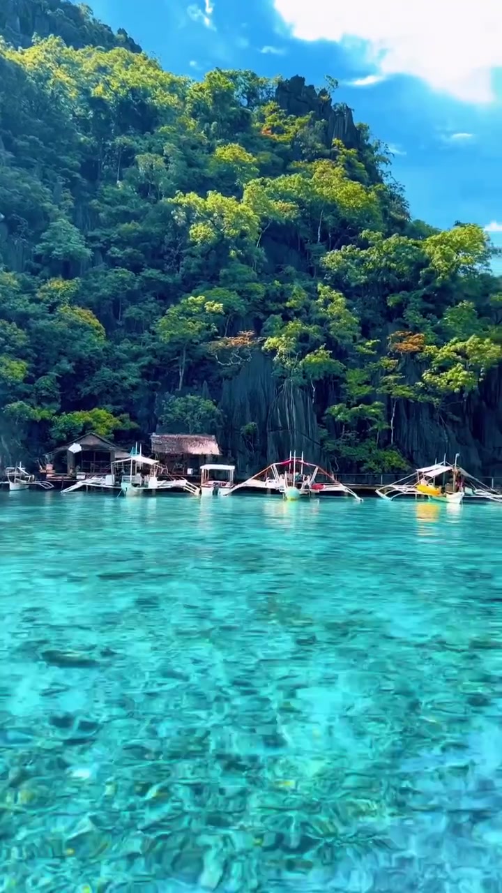 Tropical Landscape with Bangka Boats in Philippines