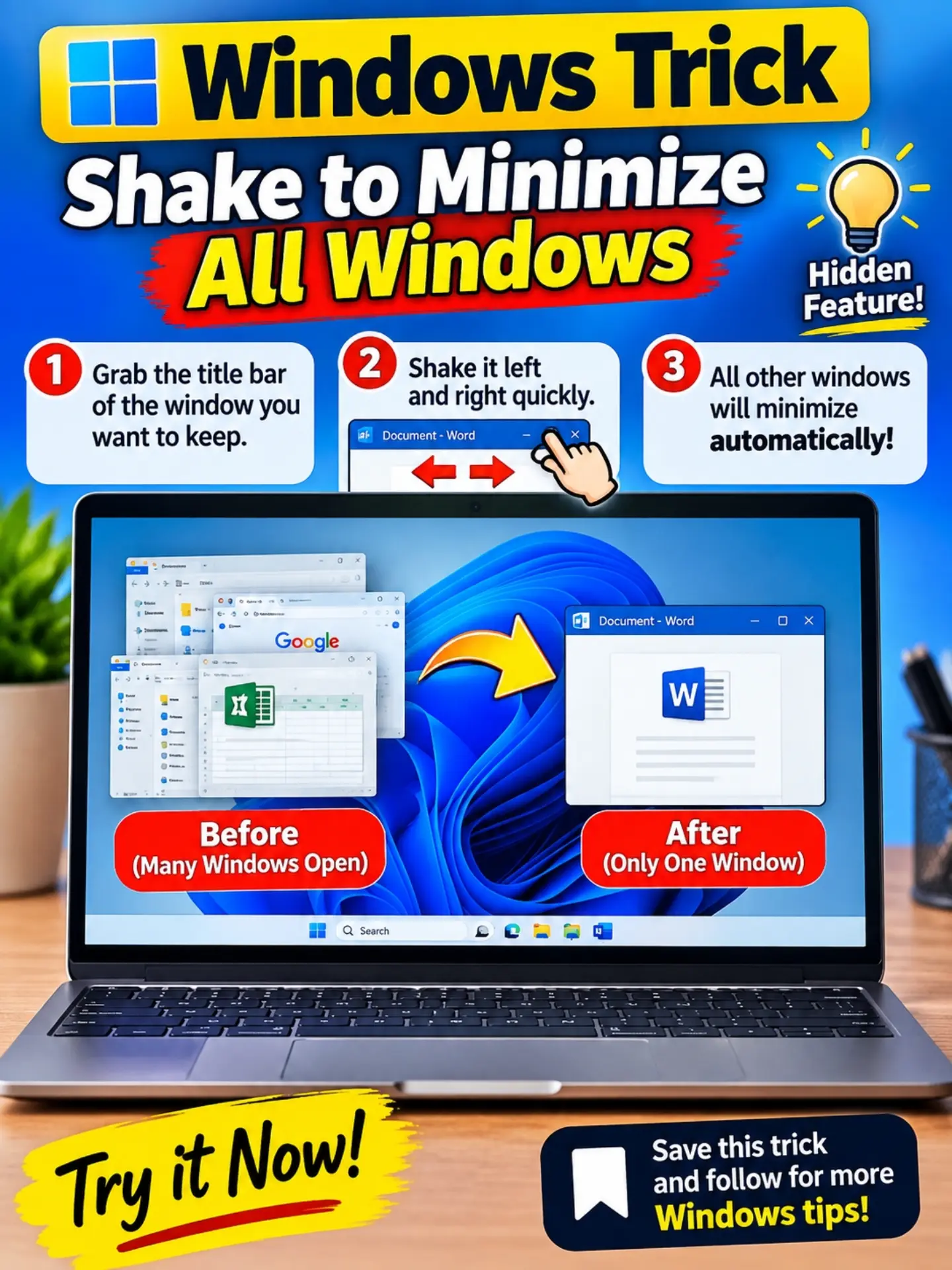 Windows Minimize Trick: Shake to Minimize All