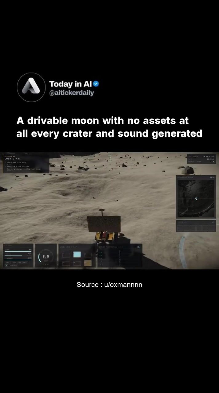 AI-Generated Moon Rover Game: No Textures, All Terrain