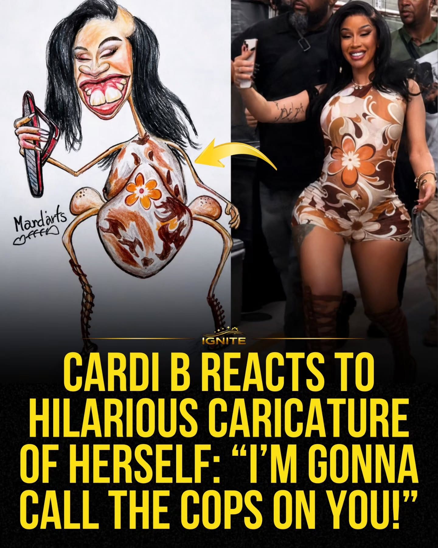 Cardi B's Hysterical Reaction to Her Caricature