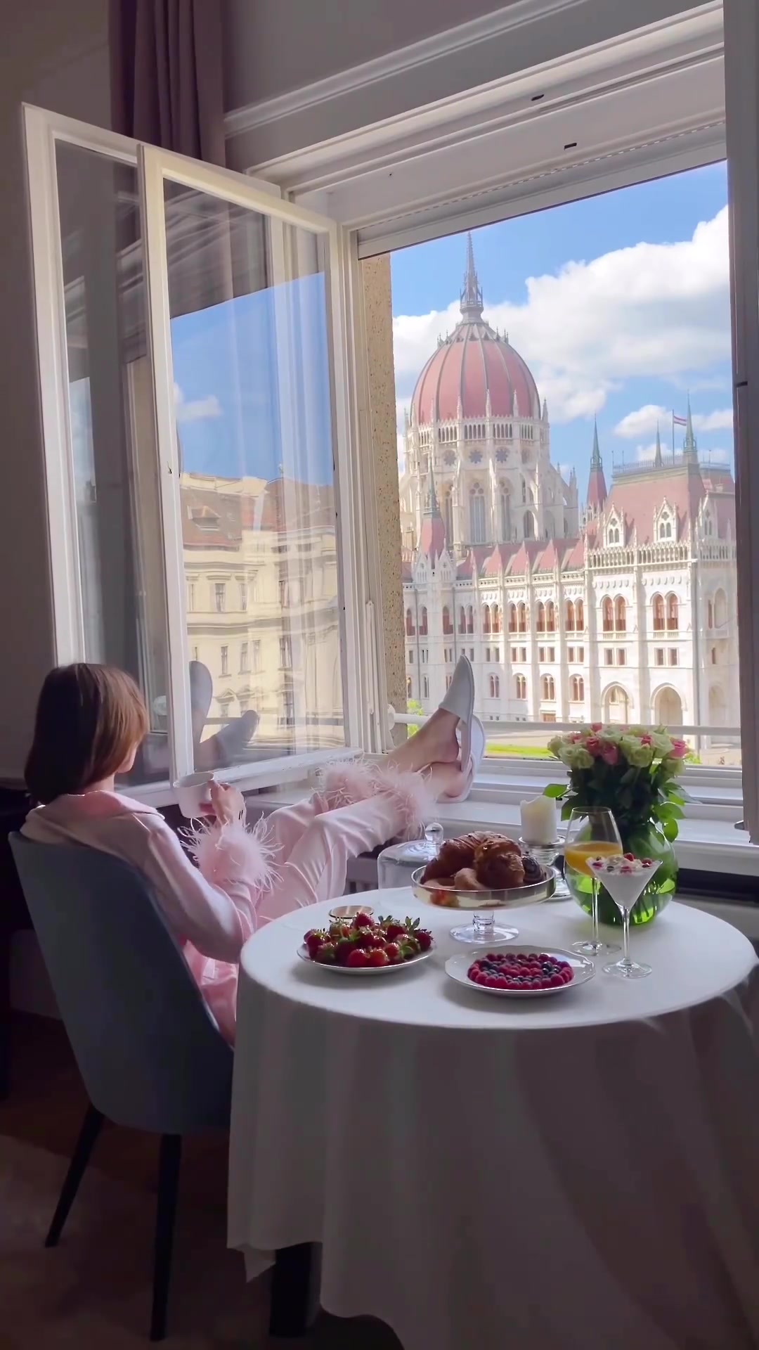 Romantic Dinner View of Hungarian Parliament