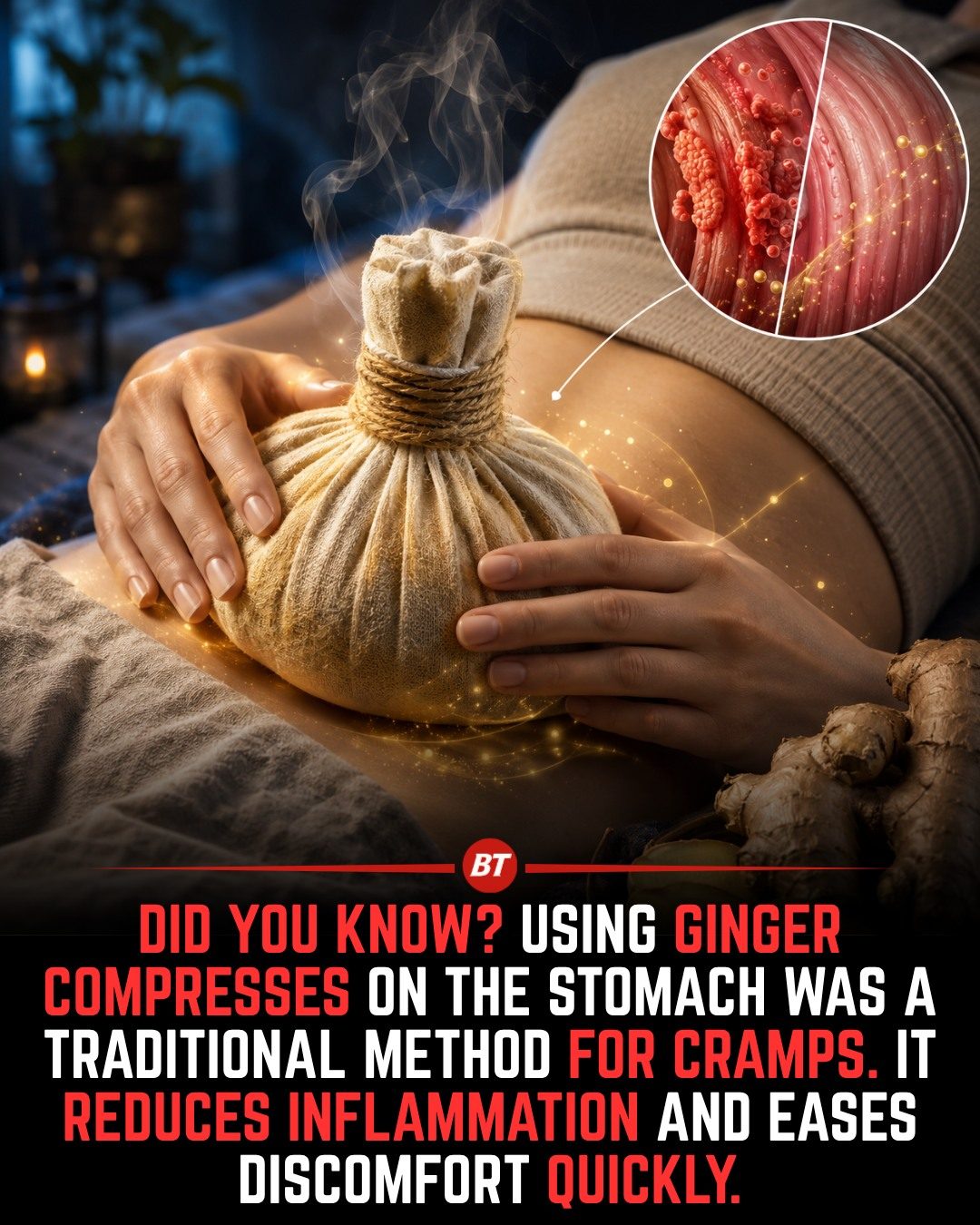 ### Ease Stomach Cramps Naturally with Ginger Heat Therapy