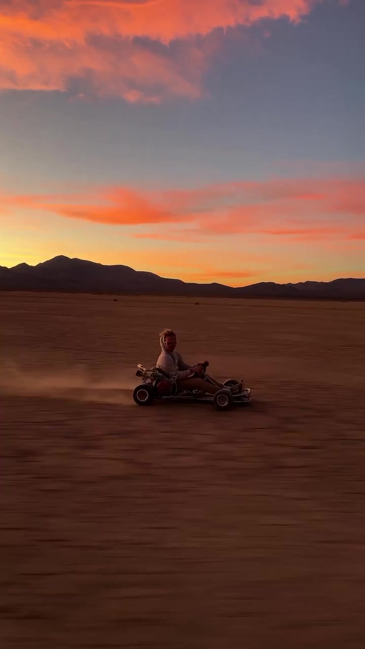 Go-Karting Sunset Adventure: Flat, Dusty Landscape