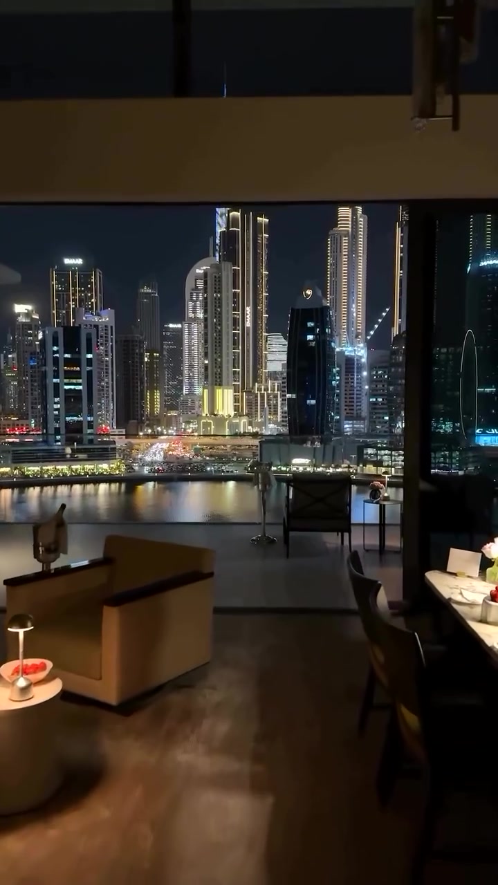 Dubai Skyline: Night View from High-Rise Balcony