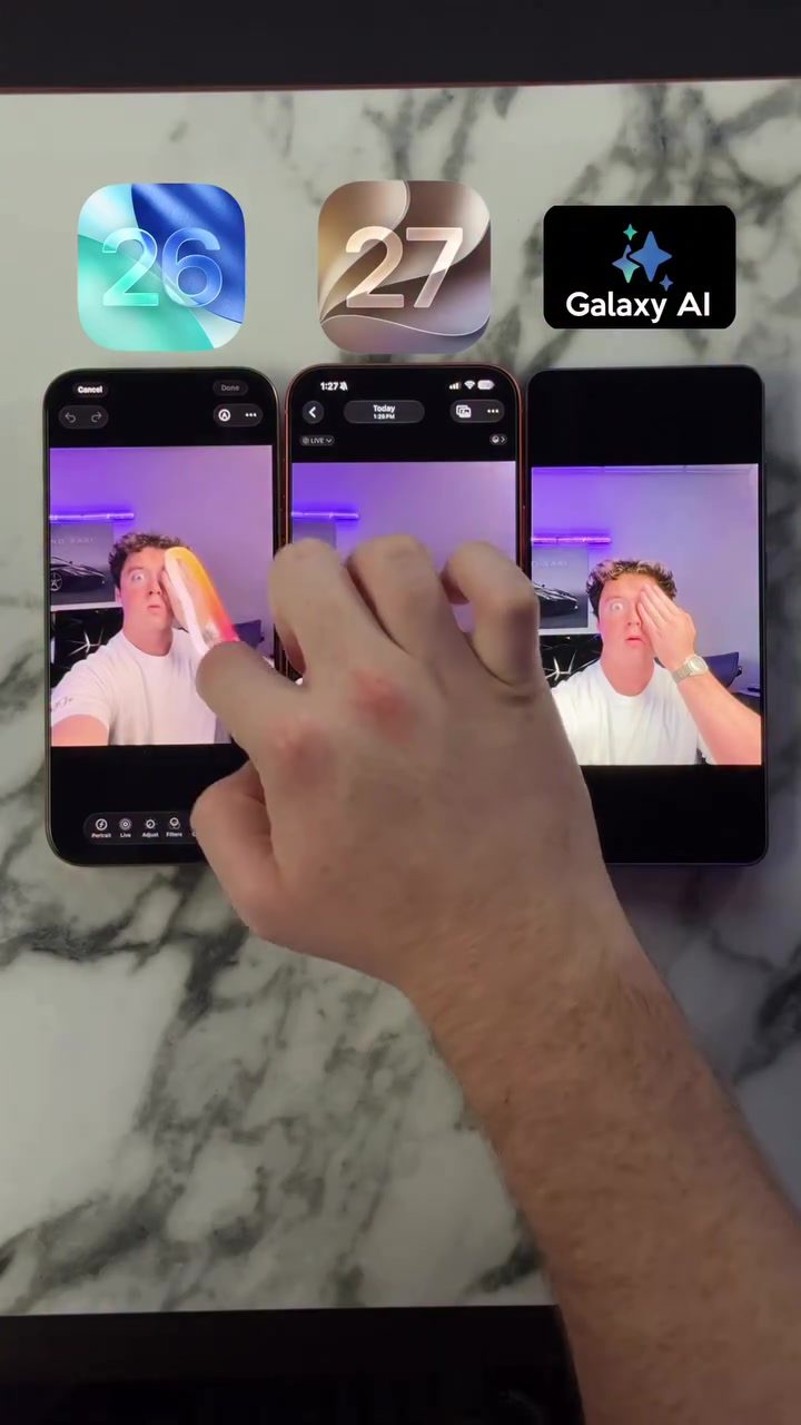 Galaxy AI vs. iOS 27: Smartphone Object Removal Compared