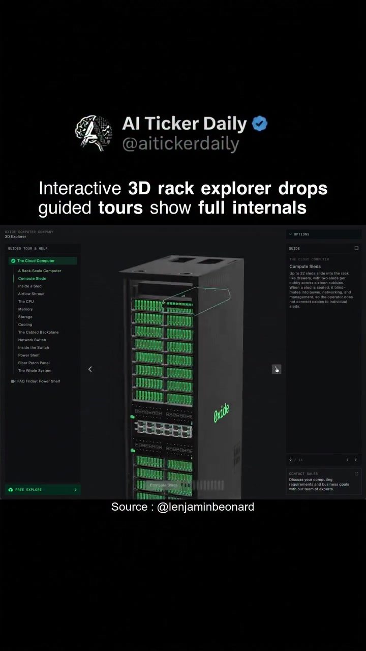 Explore Oxide's 3D Rack-Scale Computer Interactive Model
