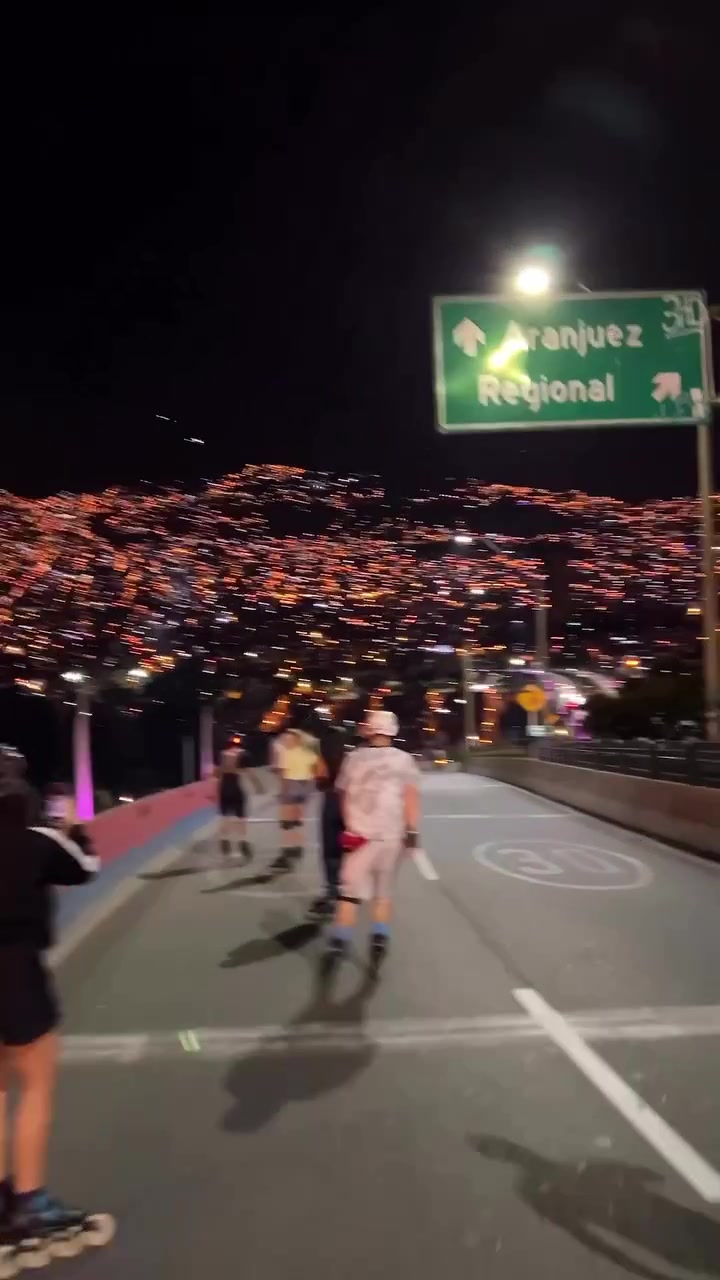 Nighttime Inline Skating in Medellín's City Lights