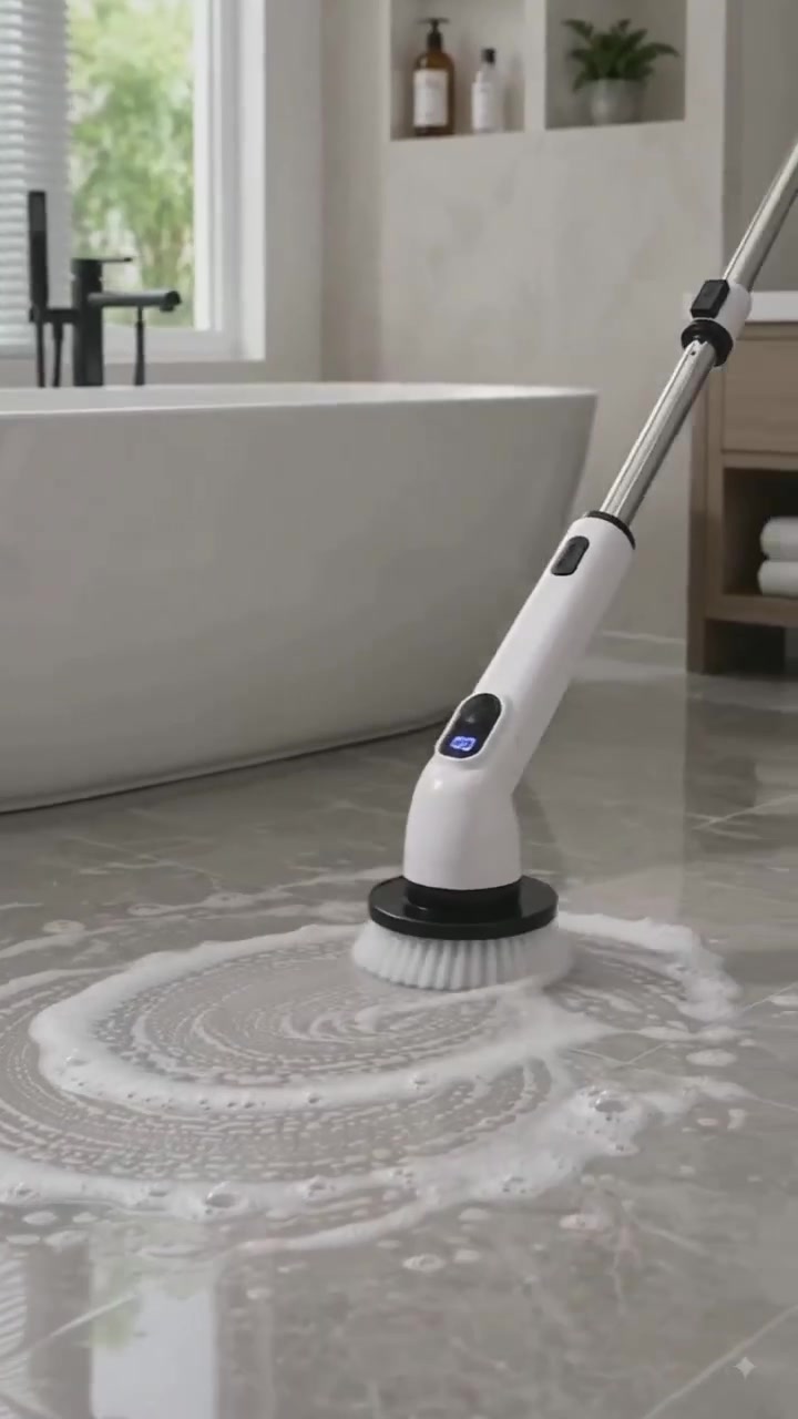 Effortless Bathroom Cleaning with Electric Spin Scrubbers