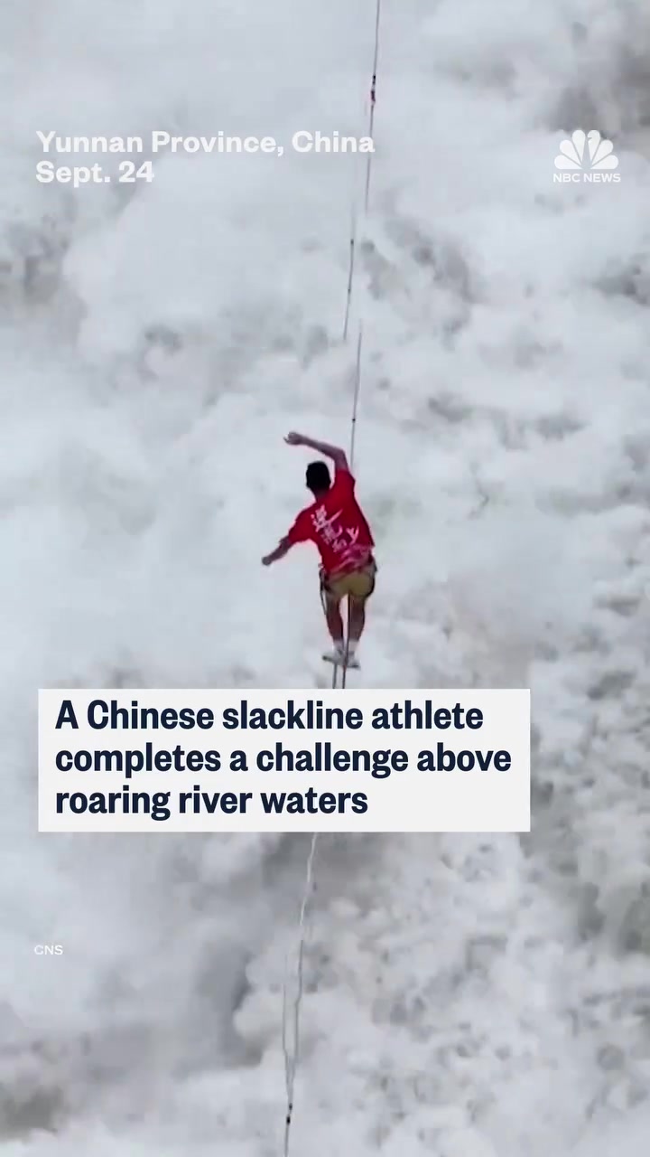 Shi Hailin's 109 Yard Slackline Feat Over Jinsha River