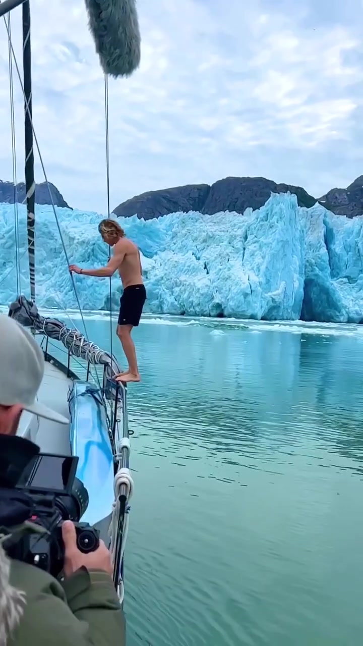 Cliff Jumping into Glacier Water from a Sailboat