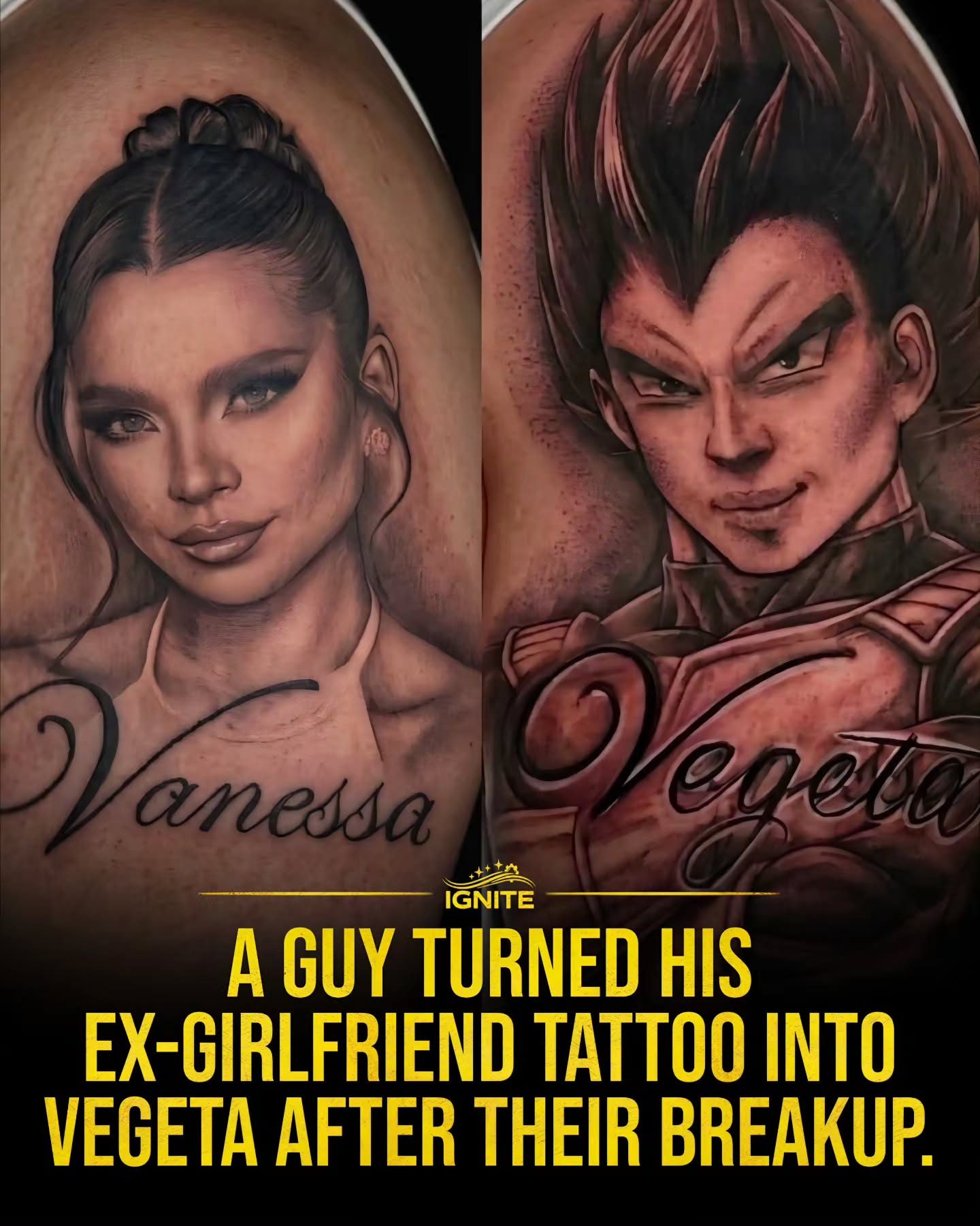 Man's Heartbreak Tattoo: From Ex-Girlfriend to Vegeta
