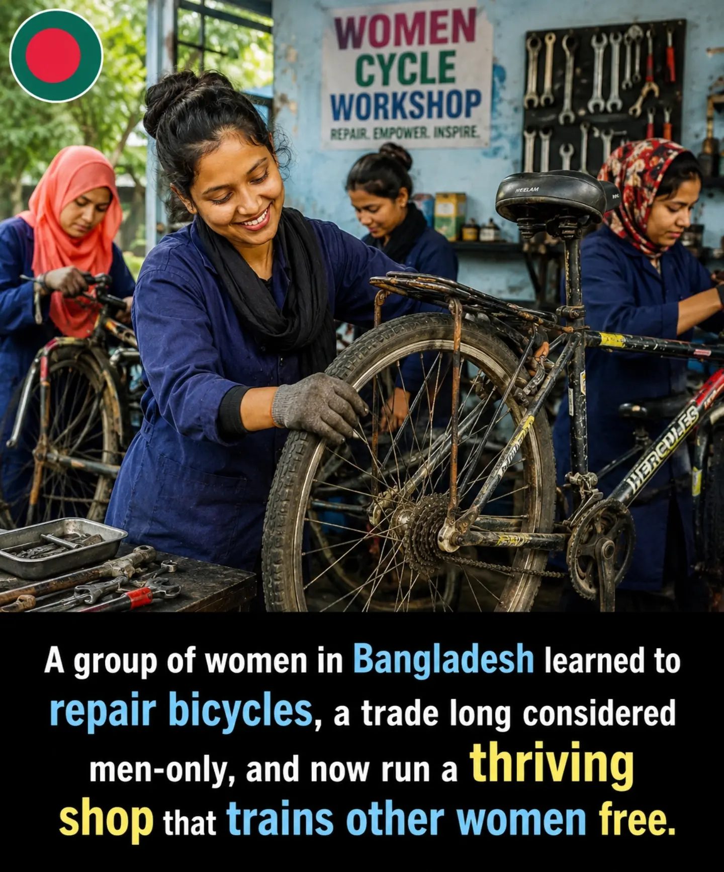 Women in Bangladesh Break Barriers in Bicycle Repair Workshop