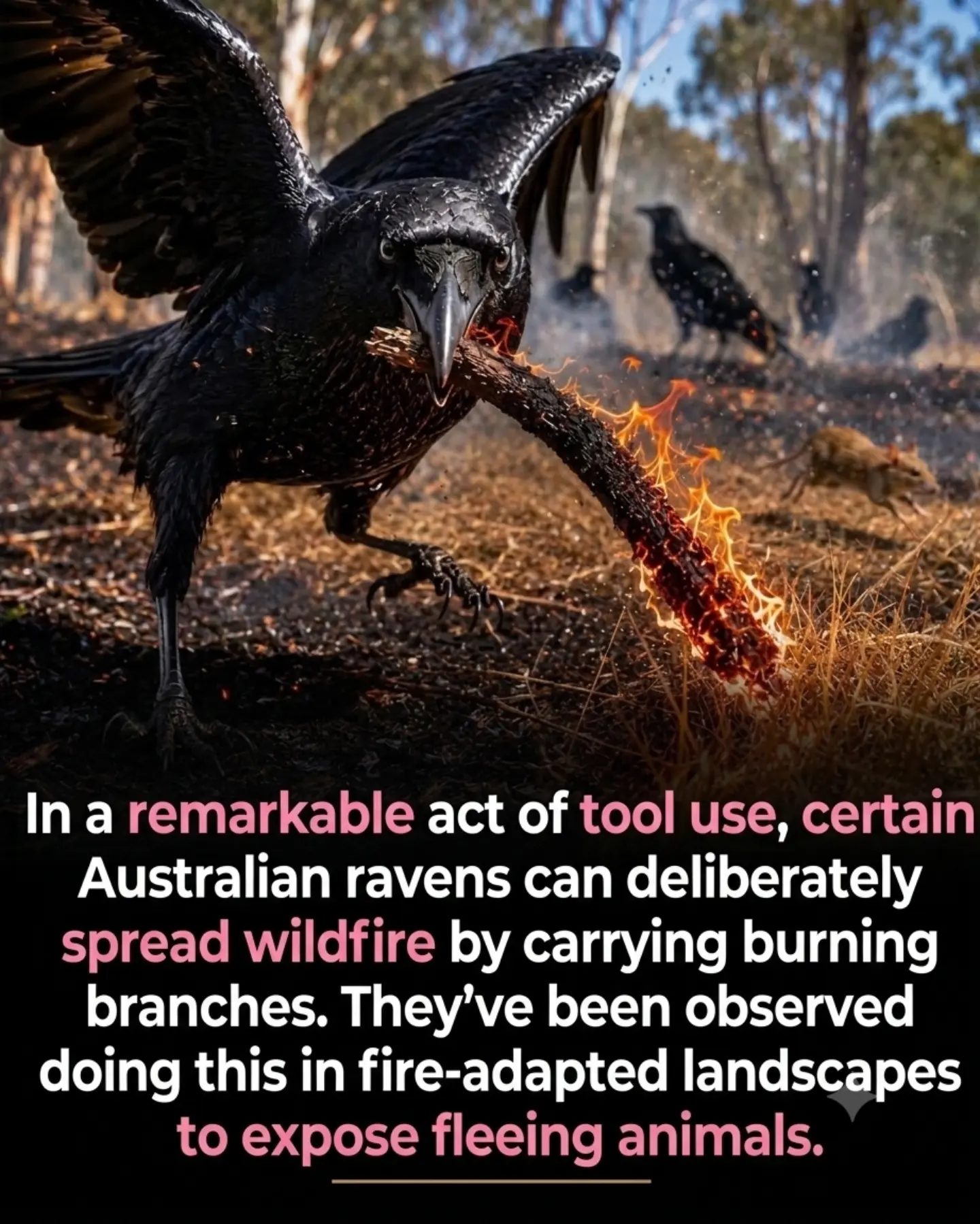 Australian Ravens' Unique Wildfire Spreading Behavior
