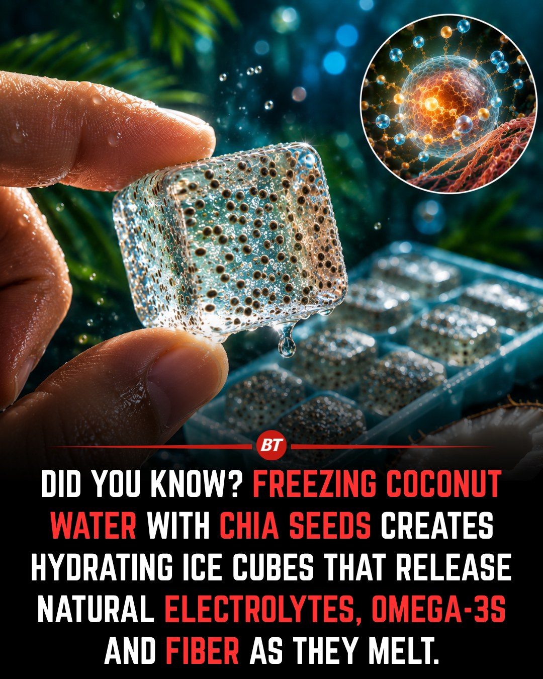 **Chia Seed Ice Cubes: Hydrating Drinks with Omega-3s & Electrolytes**