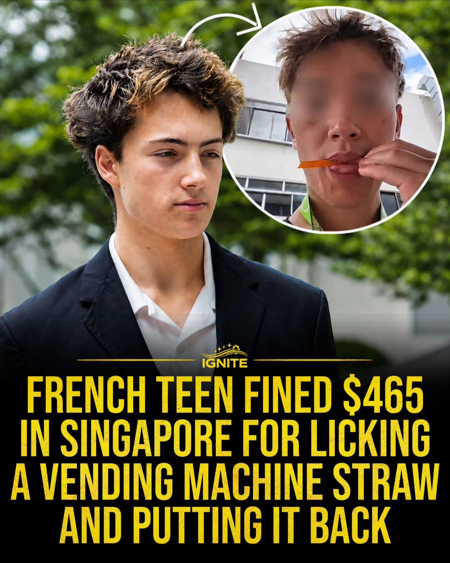 French Teen Fined $465 in Singapore for Licking Vending Machine Straw