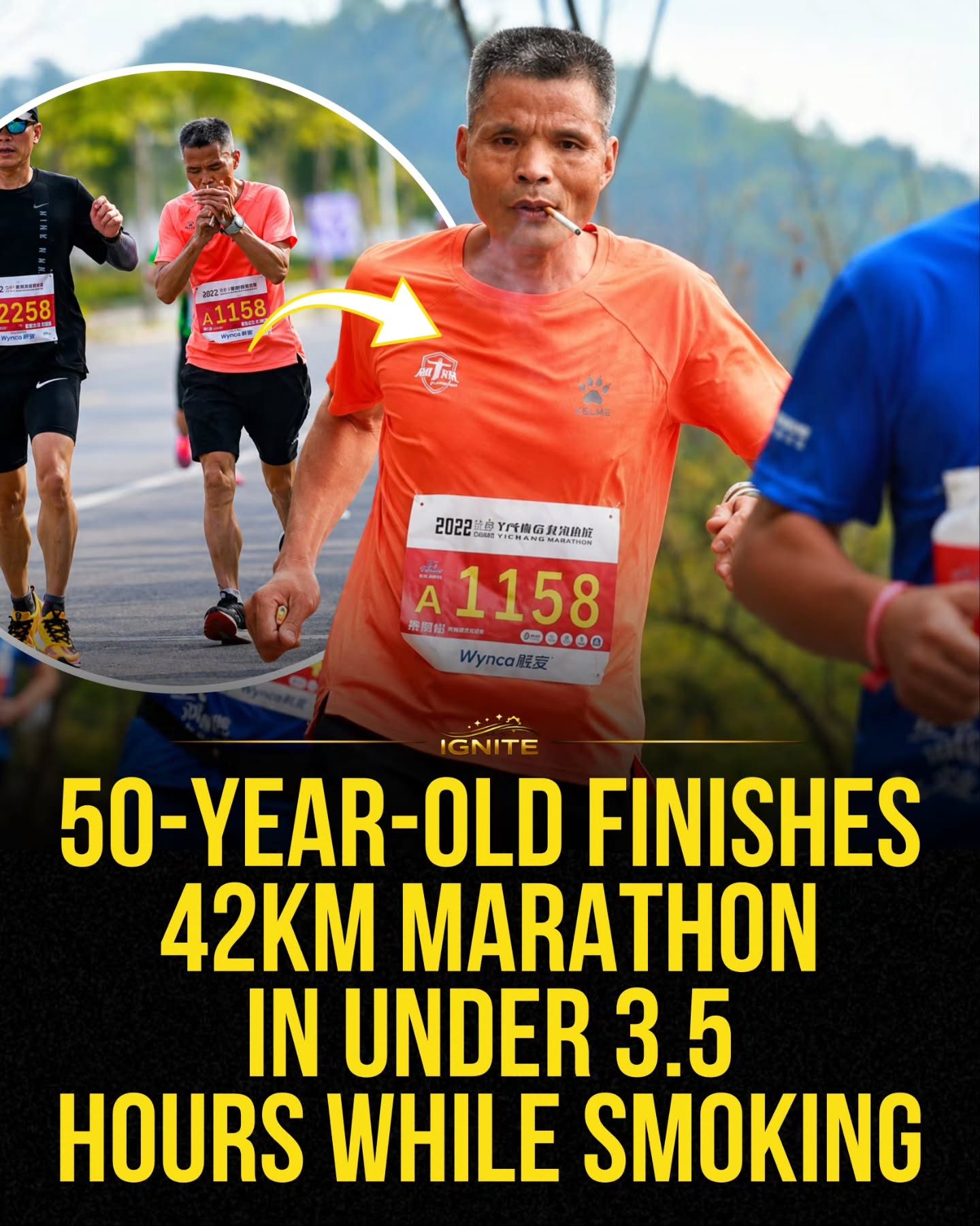 50-Year-Old Man Finishes Marathon in 3.5 Hours While Smoking