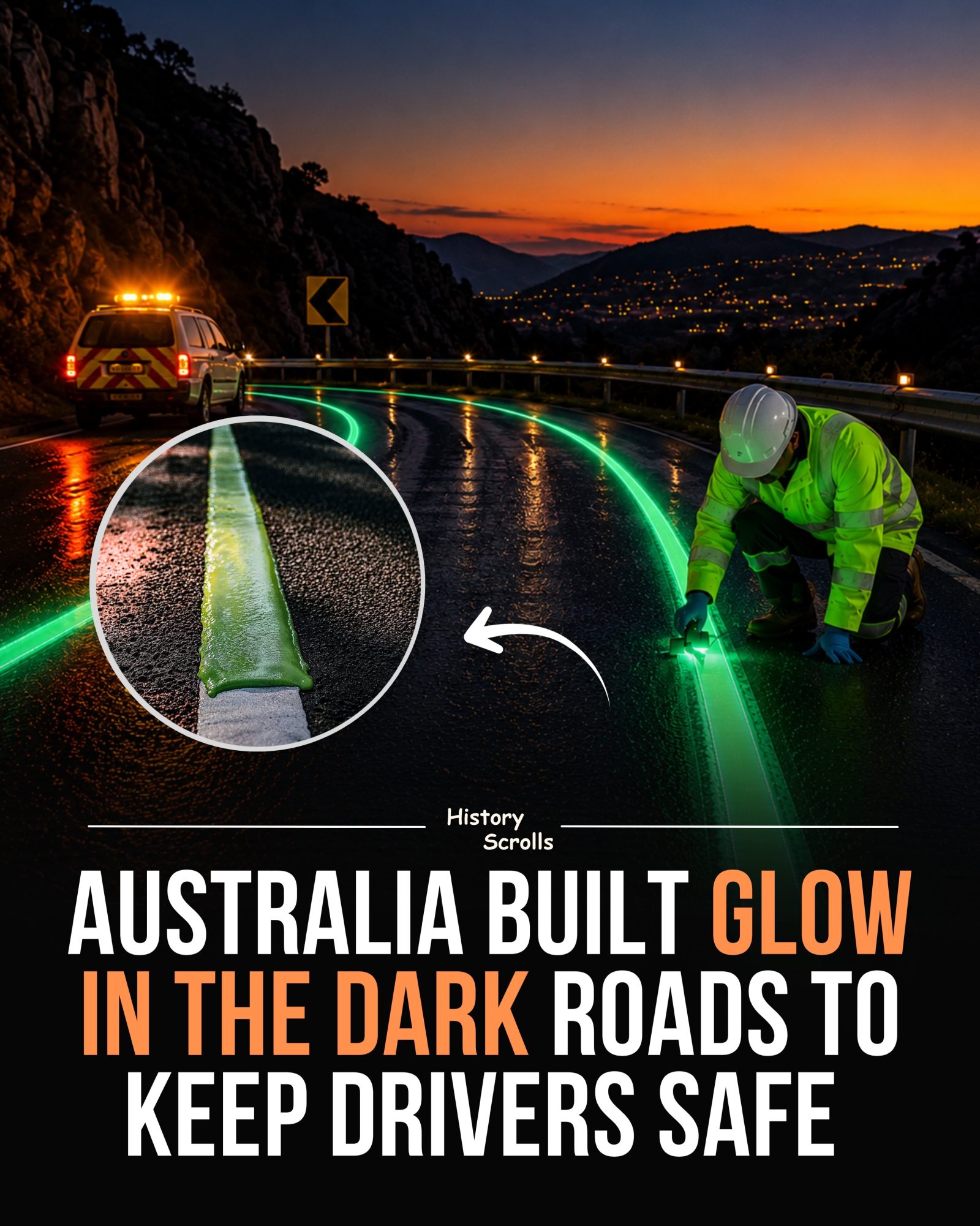 Australia's Glow-in-the-Dark Roads Improve Night Safety