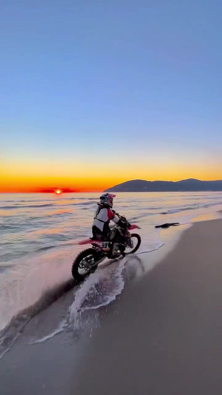 Beach Dirt Bike Ride at Sunset