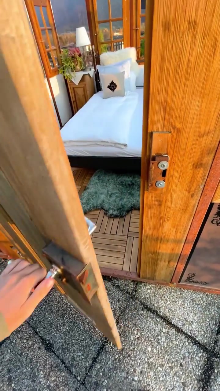 Luxurious Room View Revealed by Opening Wooden Door