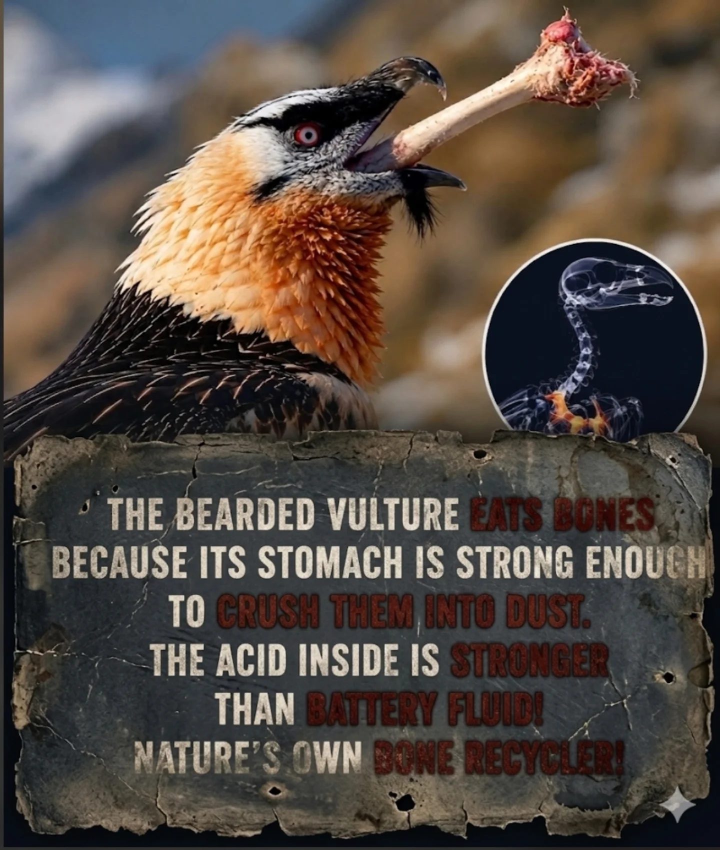 How Bearded Vultures Crush Bones with Acid Stronger than Battery Fluid