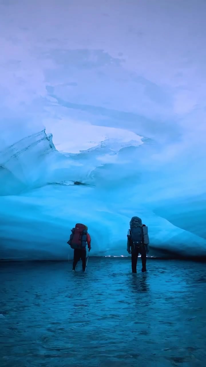 Glacier Hiking: Icy Adventure in Blue Light