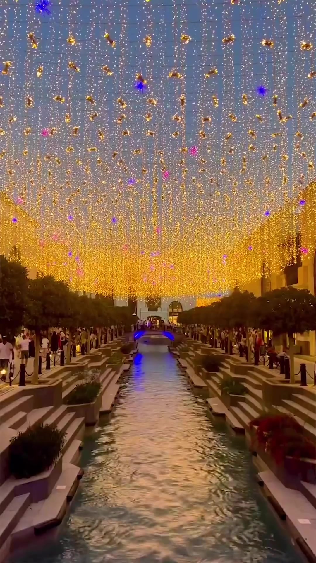 Venetian-Style Canal: Lights and Architecture