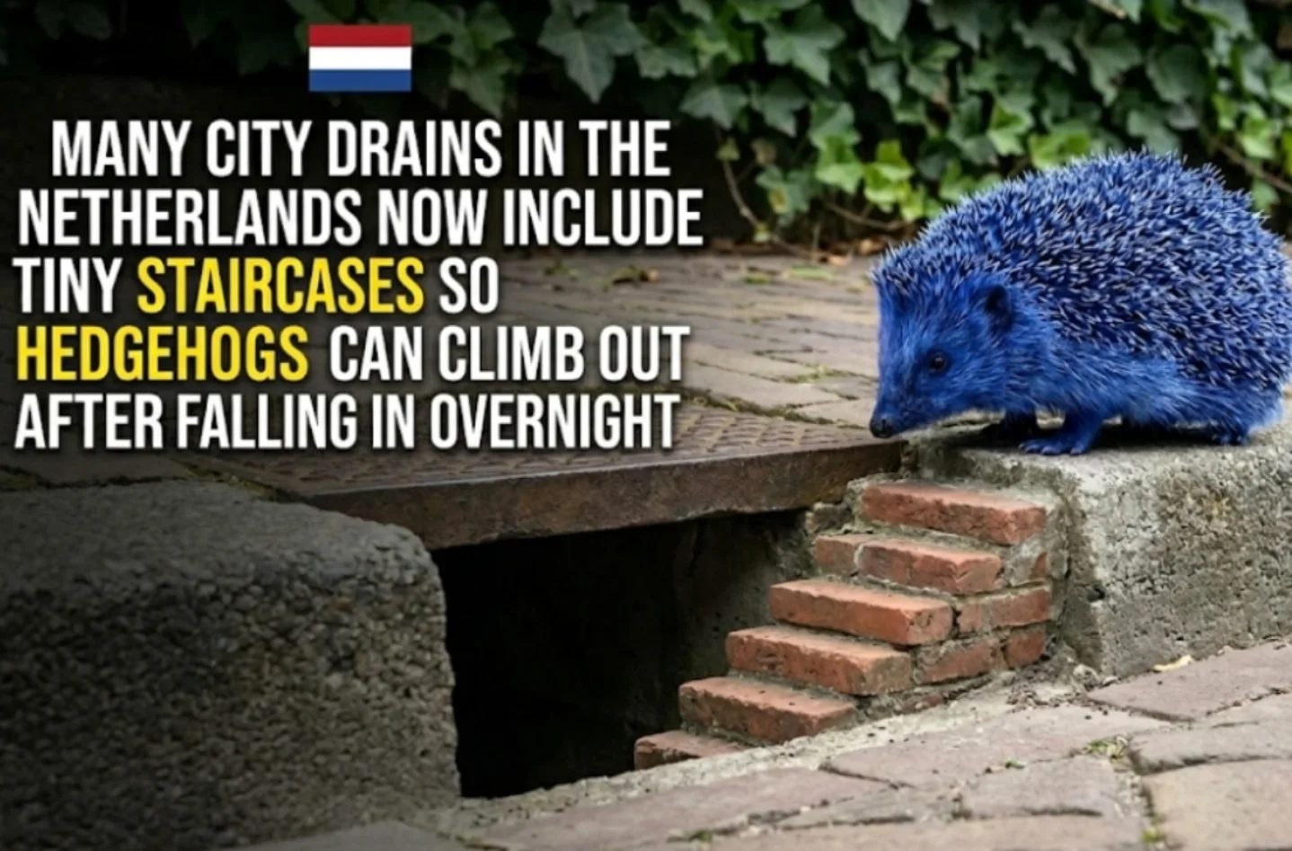 Dutch Drains Get Tiny Staircases for Hedgehogs