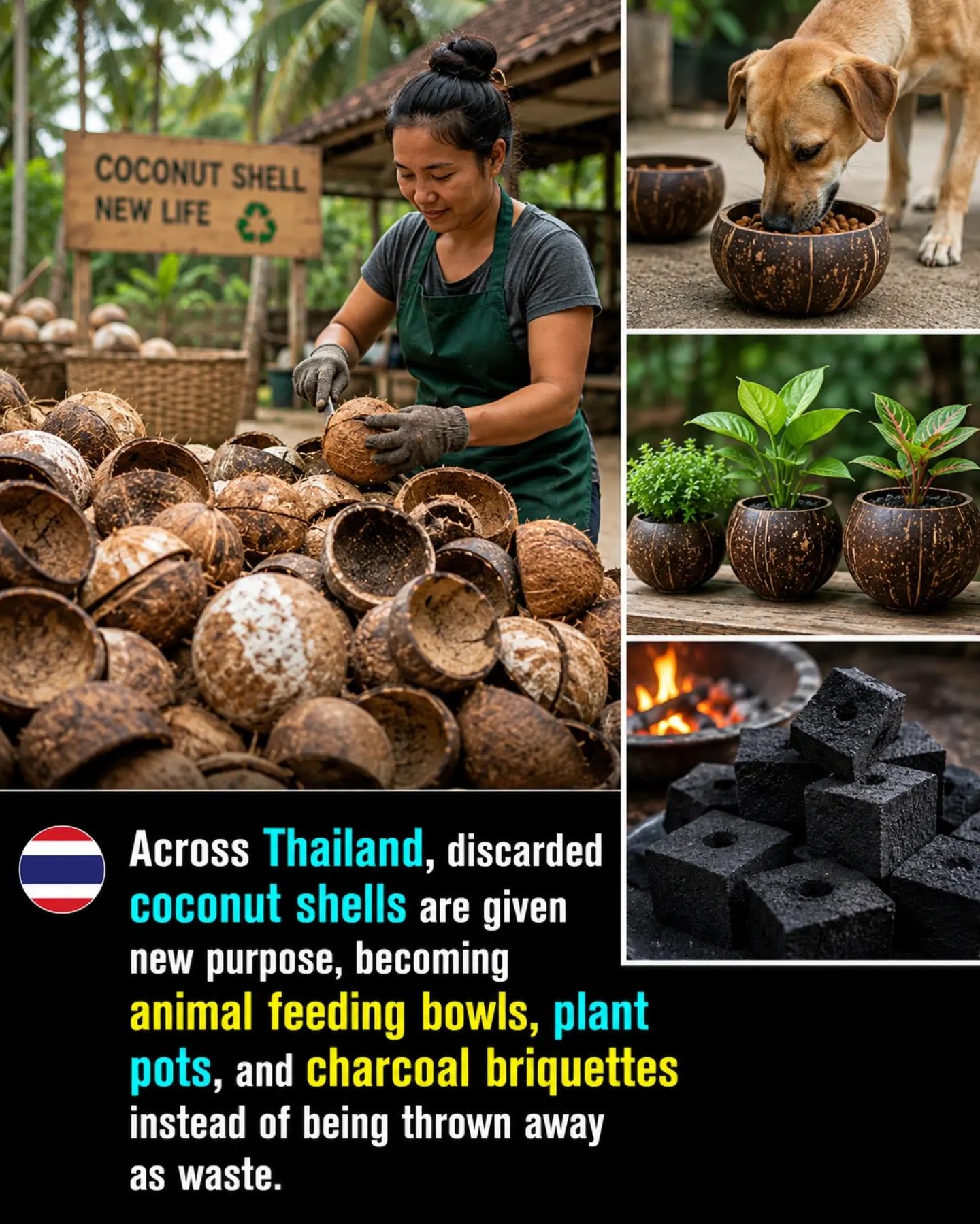 Coconut Shell Upcycling in Thailand: From Waste to Bowls and Pots