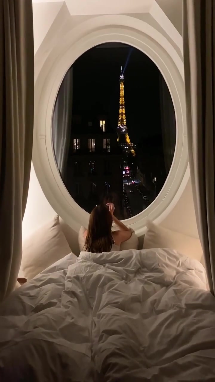 Night View of Eiffel Tower from Paris Hotel