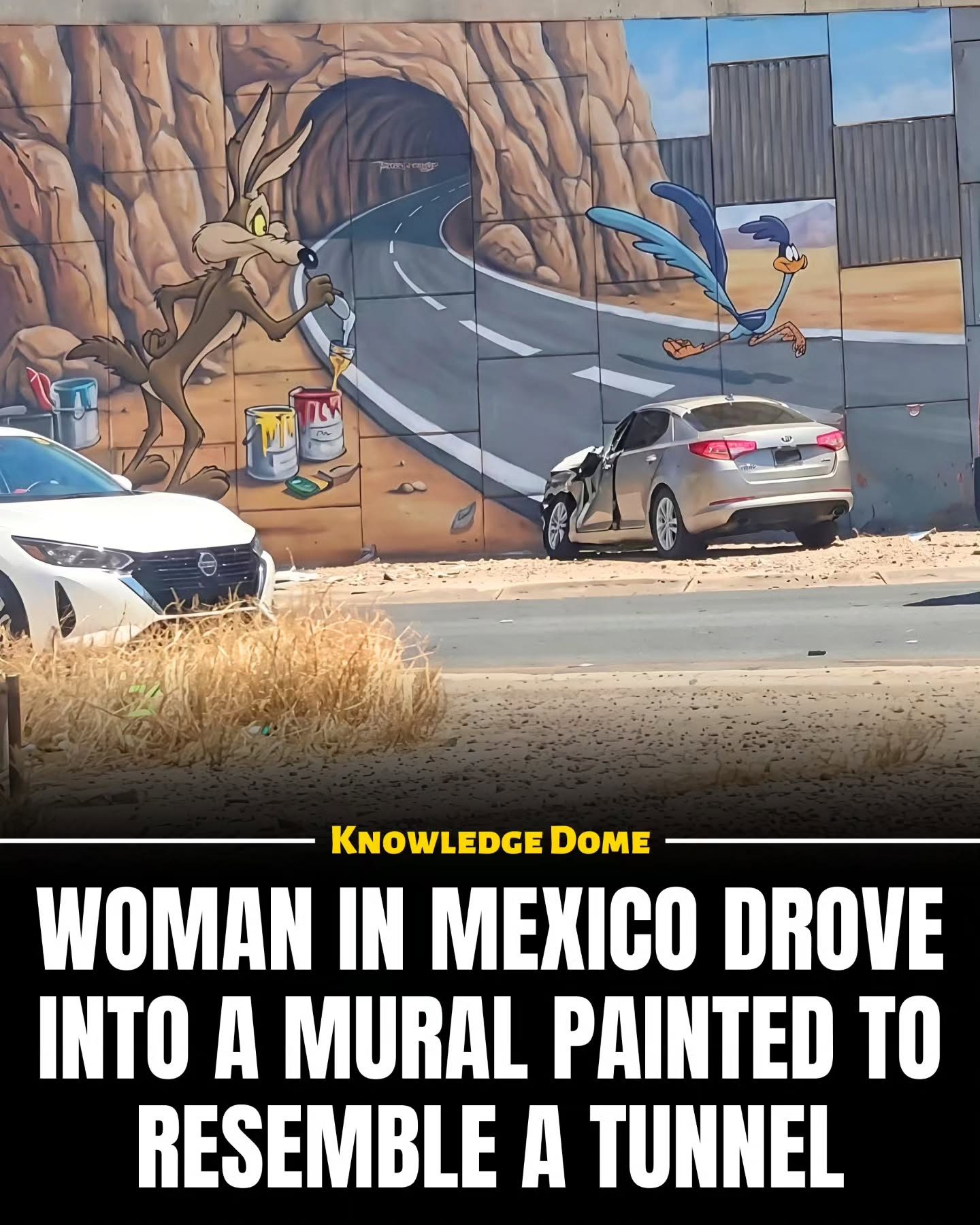 Woman Crashes Car into Tunnel Mural in Monterrey