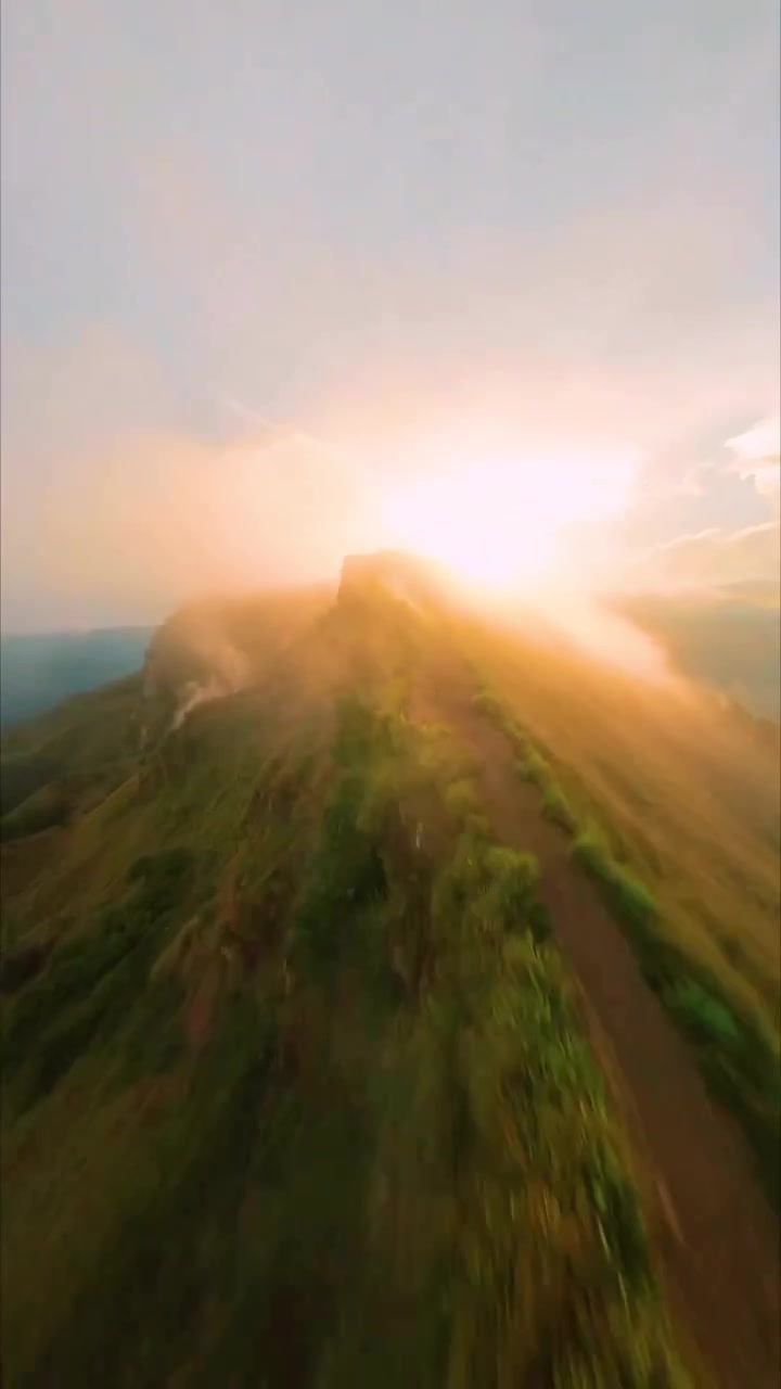 Mountain Sunrise Scenery and Morning Run